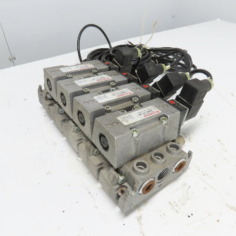 Norgren SXE9574-A71-00 4 Pneumatic Solenoid Valve Manifold Bank 10Bar 24VDC Coil