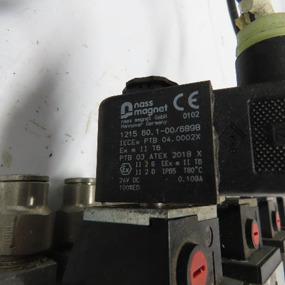 Norgren SXE9574-A71-00 4 Pneumatic Solenoid Valve Manifold Bank 10Bar 24VDC Coil