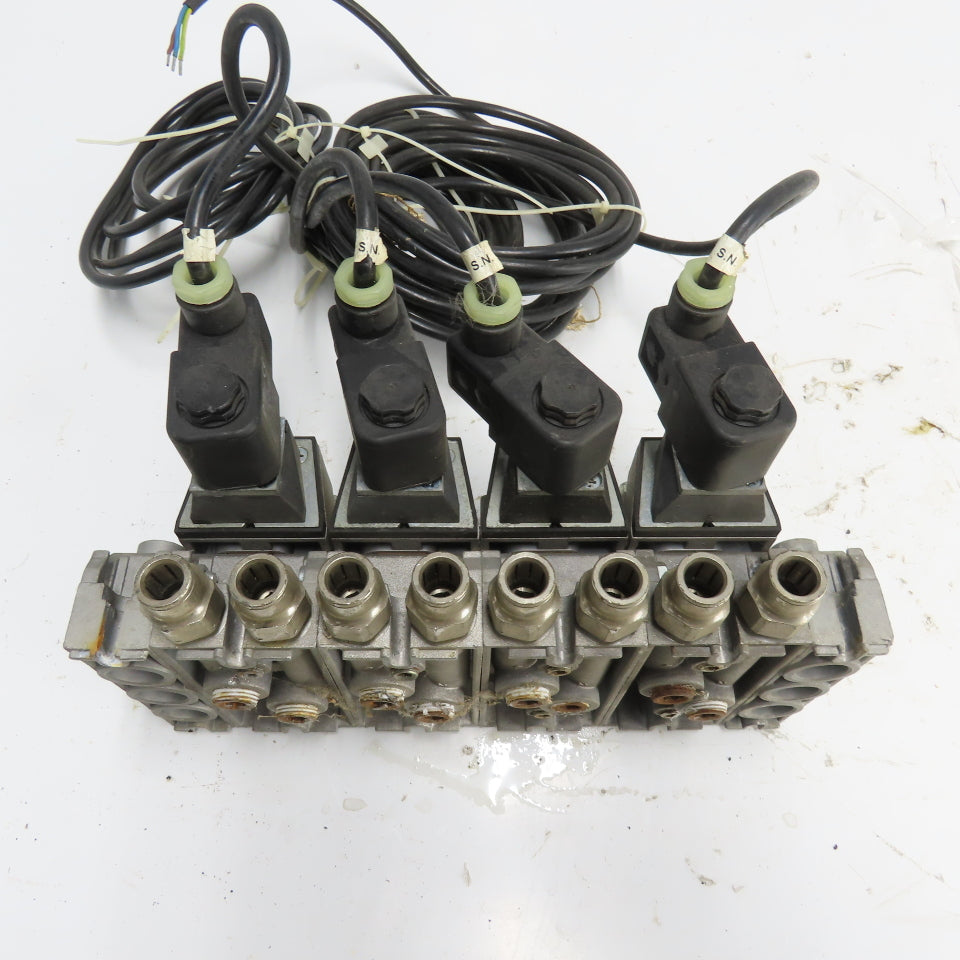 Norgren SXE9574-A71-00 4 Pneumatic Solenoid Valve Manifold Bank 10Bar 24VDC Coil