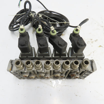 Norgren SXE9574-A71-00 4 Pneumatic Solenoid Valve Manifold Bank 10Bar 24VDC Coil