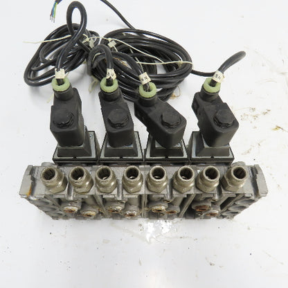 Norgren SXE9574-A71-00 4 Pneumatic Solenoid Valve Manifold Bank 10Bar 24VDC Coil