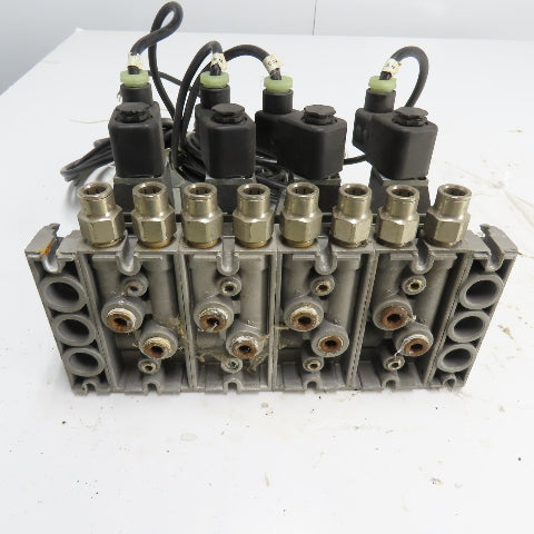 Norgren SXE9574-A71-00 4 Pneumatic Solenoid Valve Manifold Bank 10Bar 24VDC Coil