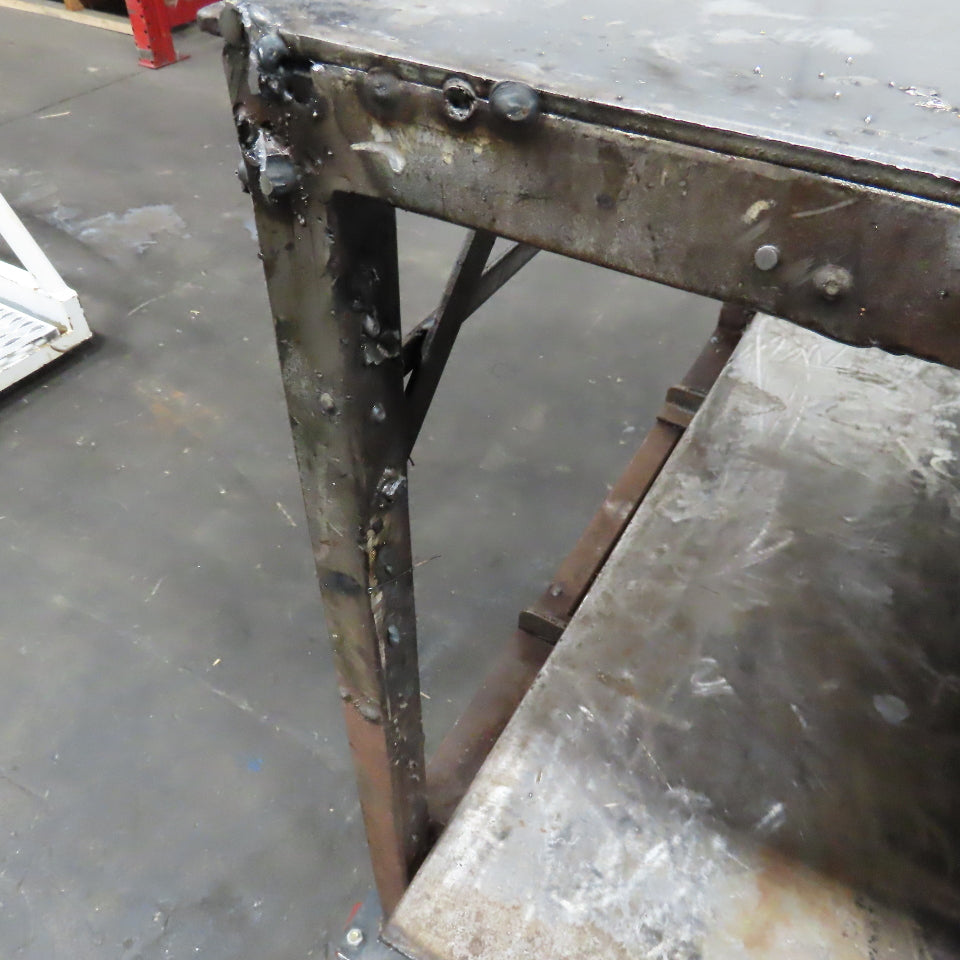 72" x 56" x 37" Tall 1/8" Thick Steel Top Welding Table On Casters