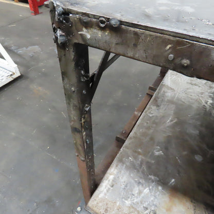 72" x 56" x 37" Tall 1/8" Thick Steel Top Welding Table On Casters