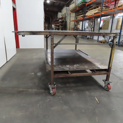 72" x 56" x 37" Tall 1/8" Thick Steel Top Welding Table On Casters