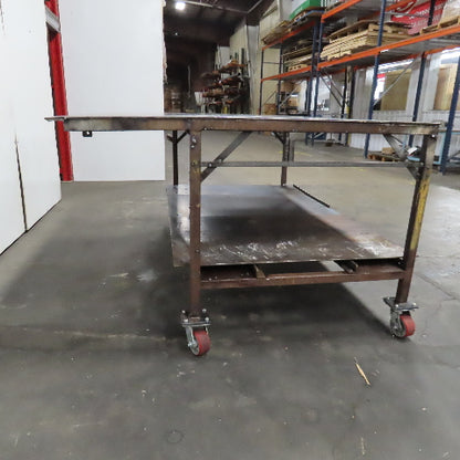 72" x 56" x 37" Tall 1/8" Thick Steel Top Welding Table On Casters