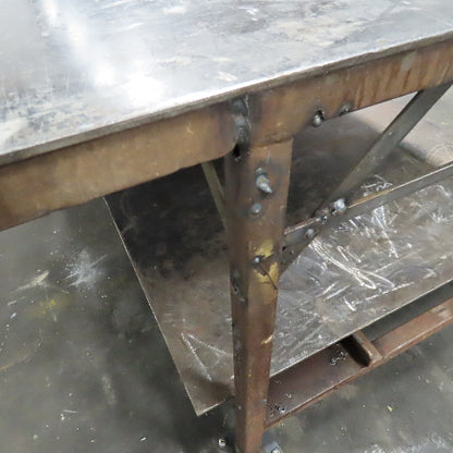72" x 56" x 37" Tall 1/8" Thick Steel Top Welding Table On Casters