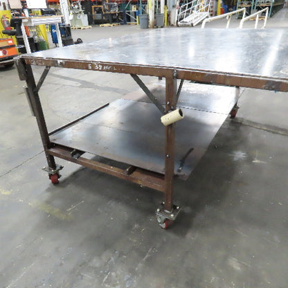 72" x 56" x 37" Tall 1/8" Thick Steel Top Welding Table On Casters