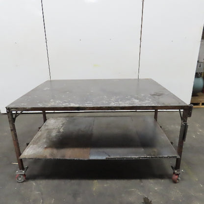 72" x 56" x 37" Tall 1/8" Thick Steel Top Welding Table On Casters