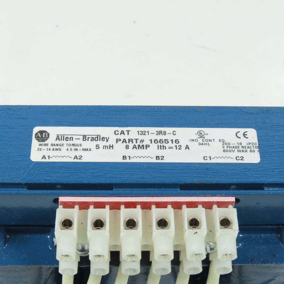 Allen Bradley 1321-3R8-C 166516 5hH 3-Phase Line Reactor 600V Max 60HZ 8 Amp
