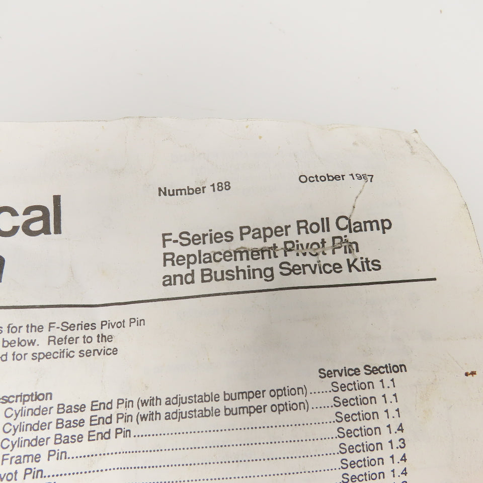 Cascade F-Series Roll Clamp Pivot Pin And Bushing Kit