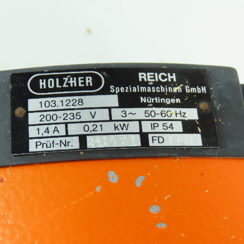 Holz-Her Reich 103.1228 0.21kW AC Electric Motor 3450RPM 200-235V 3PH 50/60HZ