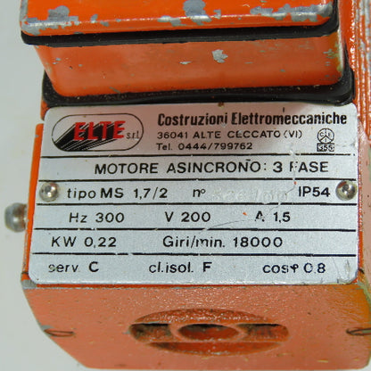 Elte MS 1,7/2 0.22kW Asynchronous Motor 18,000RPM 200V 3-Phase 300HZ