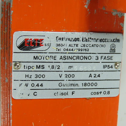 Elte MS 1,8/2 0.44kW Asynchronous Motor 18,000RPM 200V 3-Phase 300HZ
