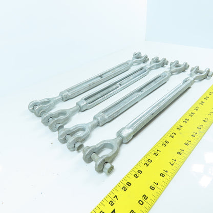 1/2"x 10-1/2" Body Galvanized Steel Turnbuckle Clevis x Clevis 10mm Pin Lot Of 4
