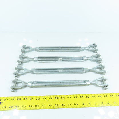 1/2"x 10-1/2" Body Galvanized Steel Turnbuckle Clevis x Clevis 10mm Pin Lot Of 4