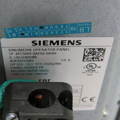 Siemens 6FC5203-0AF03-0AA0 Operator Panel + 6FC5210-0DF00-2AA0 PCU 50 WinXP Pro
