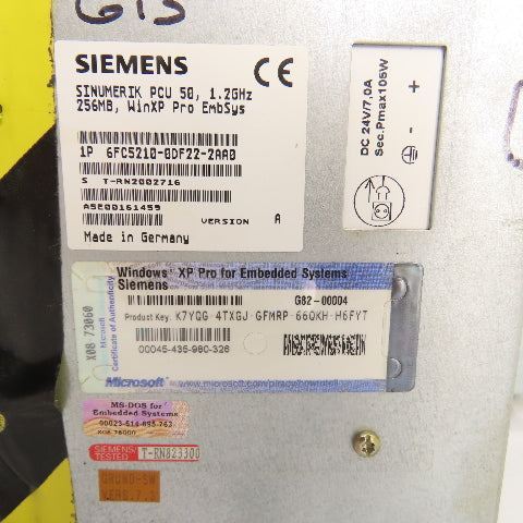 Siemens 6FC5203-0AF03-0AA0 Operator Panel + 6FC5210-0DF00-2AA0 PCU 50 WinXP Pro