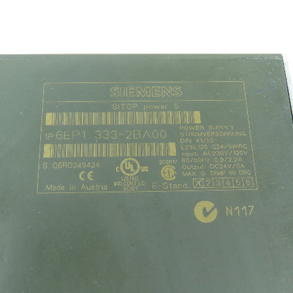 Siemens 6EP1 333-2BA00 SITOP Power 5 24V DC 5A Power Supply 120/230VAC 1PH Input