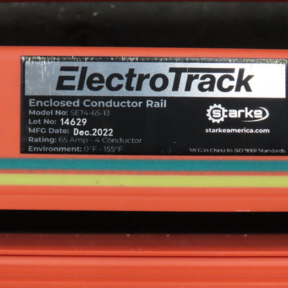 Stark SET4-65-13 ElectroTrack 4 Conductor 65A Conductor Bar W/ Extras 78'