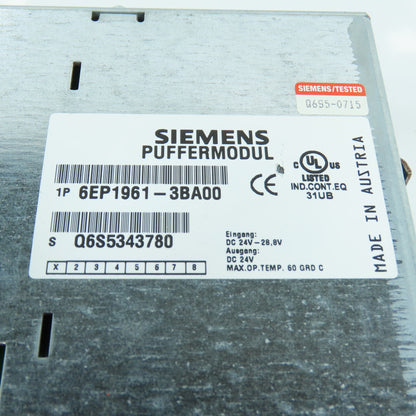 Siemens 6EP1961-3BA00 PufferModul 24V DC Power Supply 24-28.8V DC Input
