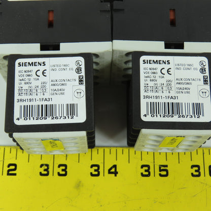 Siemens 3RH1140-1BB40 Sirius 24V DC Contactor Relay W/ Aux Blocks Lot Of 2