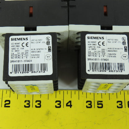 Siemens 3RH1140-1BB40 Sirius 24V DC Contactor Relay W/ Aux Blocks Lot Of 2