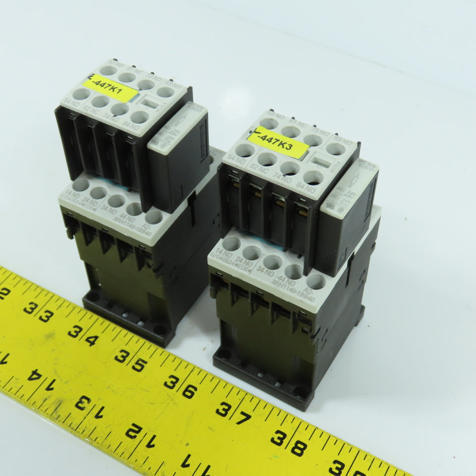 Siemens 3RH1140-1BB40 Sirius 24V DC Contactor Relay W/ Aux Blocks Lot Of 2