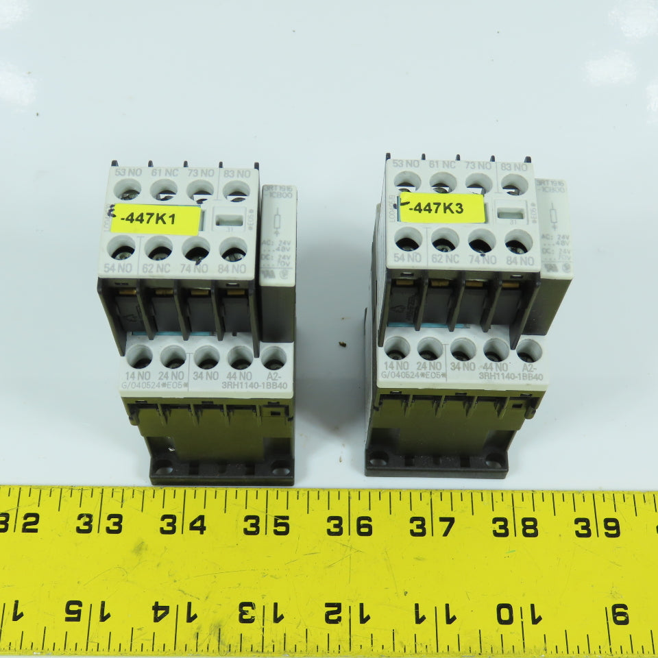 Siemens 3RH1140-1BB40 Sirius 24V DC Contactor Relay W/ Aux Blocks Lot Of 2