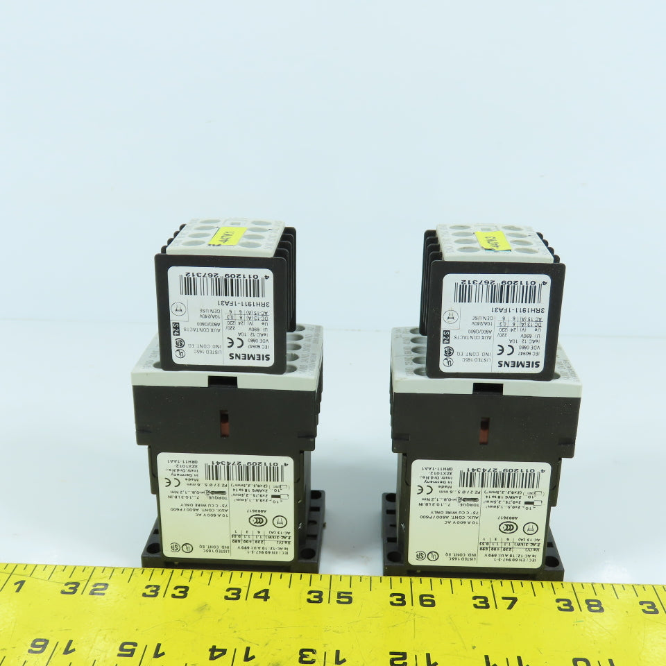 Siemens 3RH1140-1BB40 Sirius 24V DC Contactor Relay W/ Aux Blocks Lot Of 2