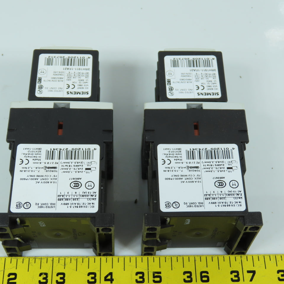 Siemens 3RH1140-1BB40 Sirius 24V DC Contactor Relay W/ Aux Blocks Lot Of 2