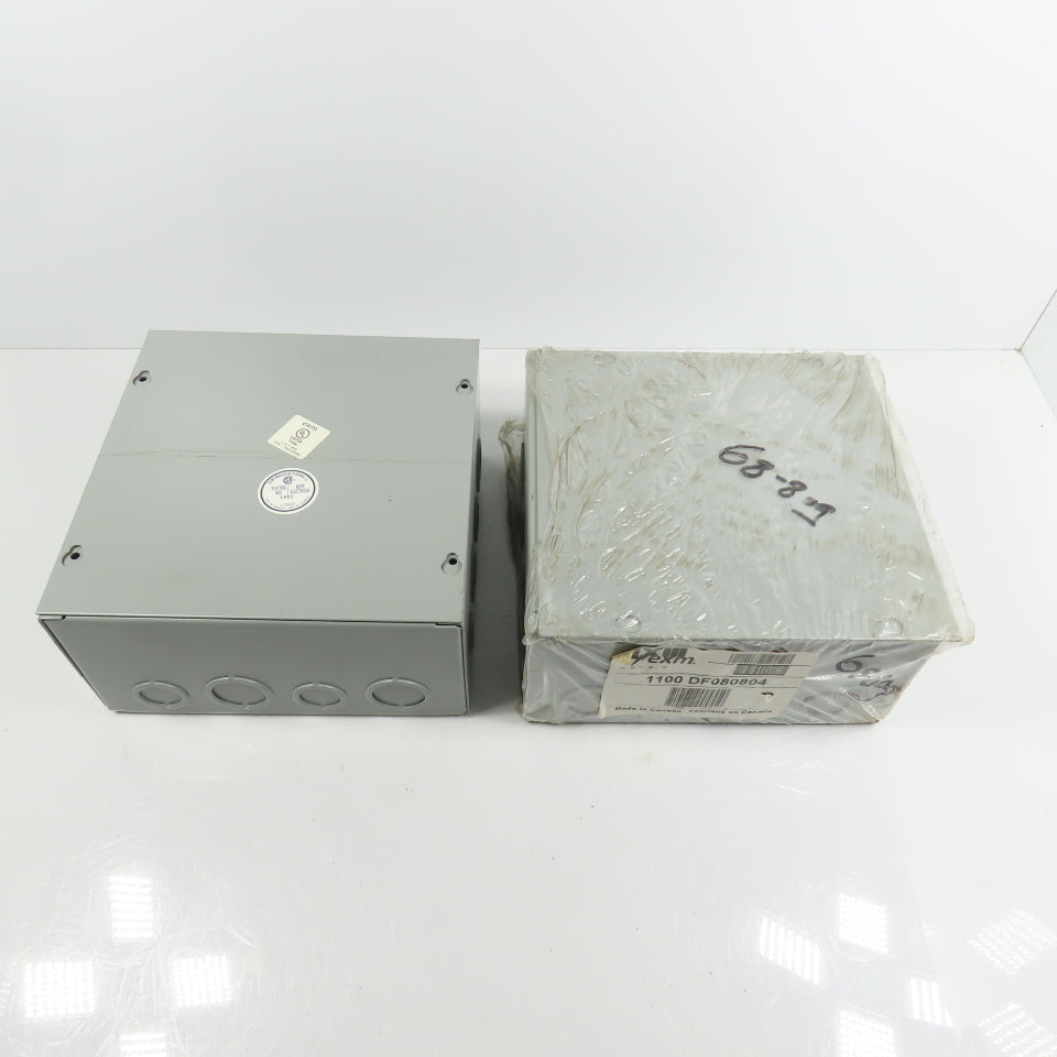 EXM 1100 DF080804 8" x 8" x 4 Screw Cover Electrical Junction Box W/ KO's Lot/2