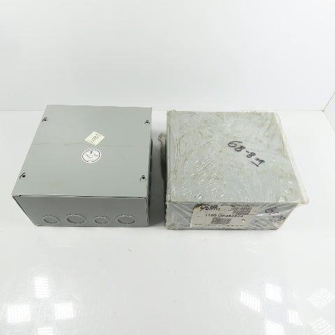EXM 1100 DF080804 8" x 8" x 4 Screw Cover Electrical Junction Box W/ KO's Lot/2