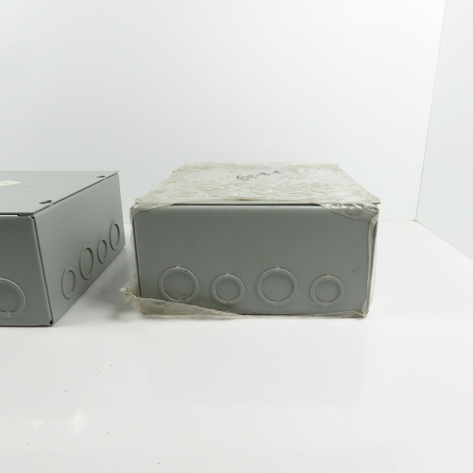 EXM 1100 DF080804 8" x 8" x 4 Screw Cover Electrical Junction Box W/ KO's Lot/2