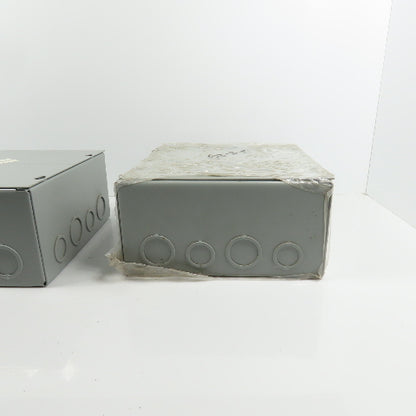 EXM 1100 DF080804 8" x 8" x 4 Screw Cover Electrical Junction Box W/ KO's Lot/2