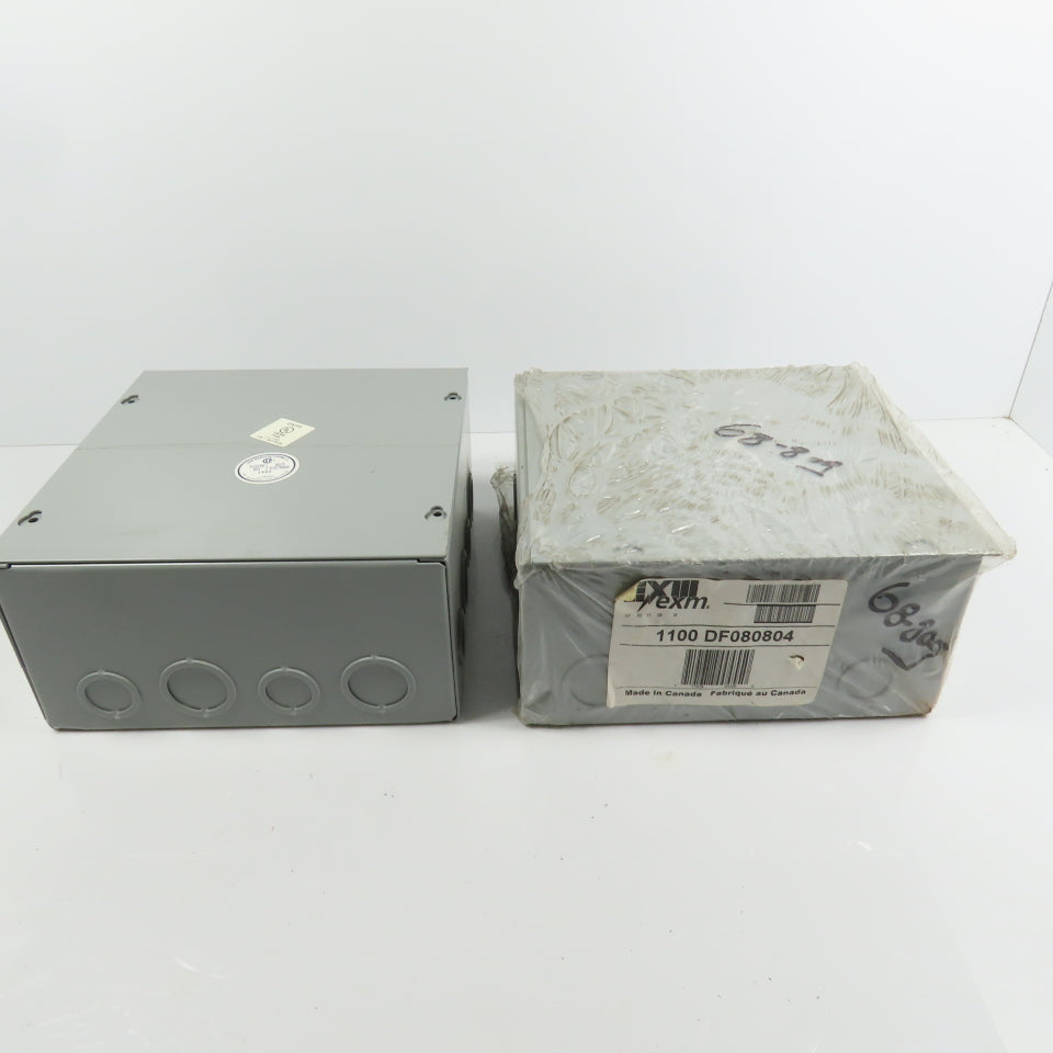 EXM 1100 DF080804 8" x 8" x 4 Screw Cover Electrical Junction Box W/ KO's Lot/2