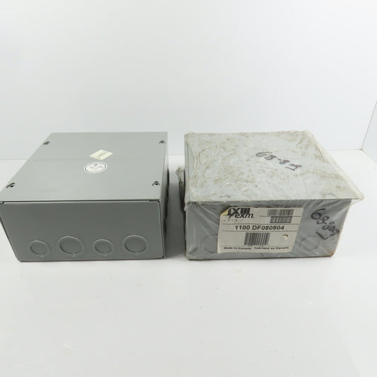 EXM 1100 DF080804 8" x 8" x 4 Screw Cover Electrical Junction Box W/ KO's Lot/2