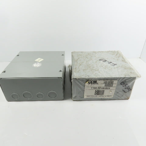 EXM 1100 DF080804 8" x 8" x 4 Screw Cover Electrical Junction Box W/ KO's Lot/2