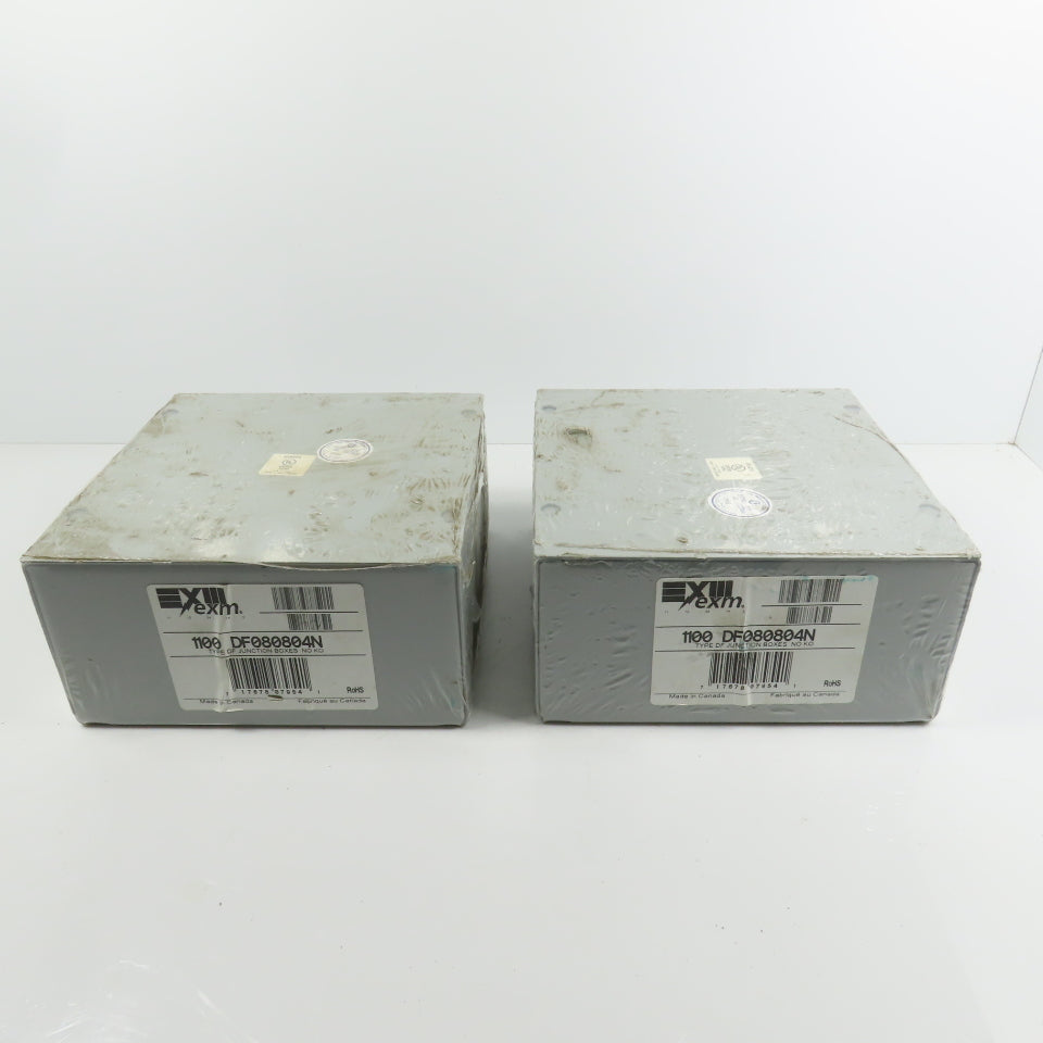 EXM 1100 DF080804N 8" x 8" x 4 Screw Cover Electrical Junction Box Lot Of 2 NEW
