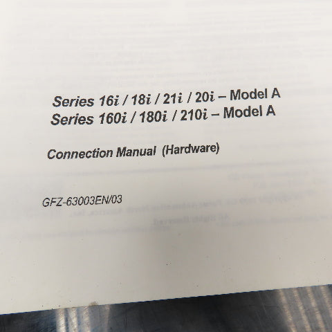 GE Fanuc GFZ-63003EN/03 16i/18i/21i/20i-Model A 160i/180i/210i Connection Manual