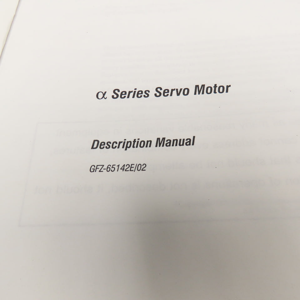 GE Fanuc GFZ-65142E/02 Alpha a Series Servo Motor Description Manual