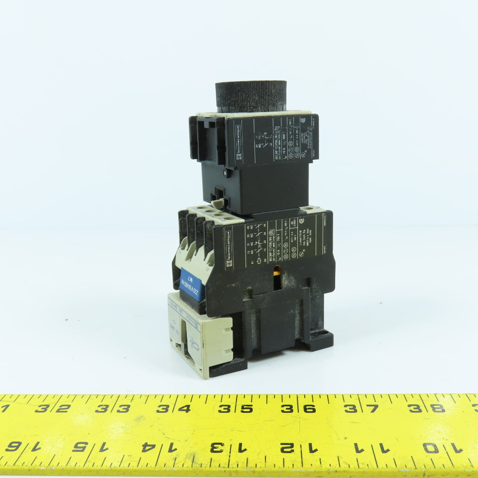 Telemecanique CA2 DN31 10A Contactor 220v Coil W/ LA3 DR4 Time Delay Relay