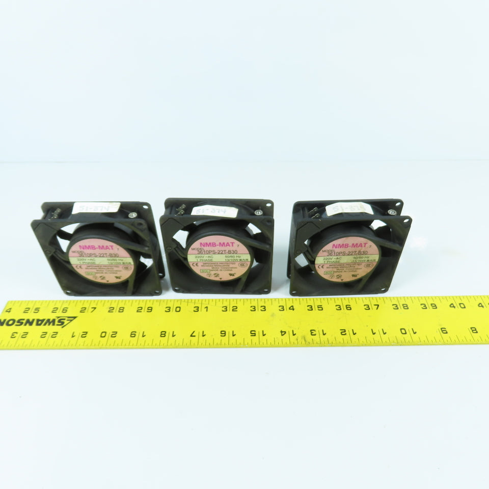 NMB 3610PS-22T-B30 220VAC Cooling Fan Single Phase 3-5/8" x 3-5/8" Lot Of 3