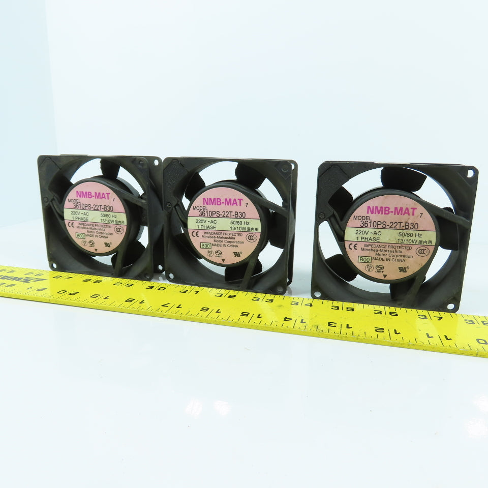 NMB 3610PS-22T-B30 220VAC Cooling Fan Single Phase 3-5/8" x 3-5/8" Lot Of 3