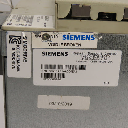 Siemens 6SN1123-1AA00-0EA1 Simodrive LT Modul INT 160A Power Supply Parts/Repair