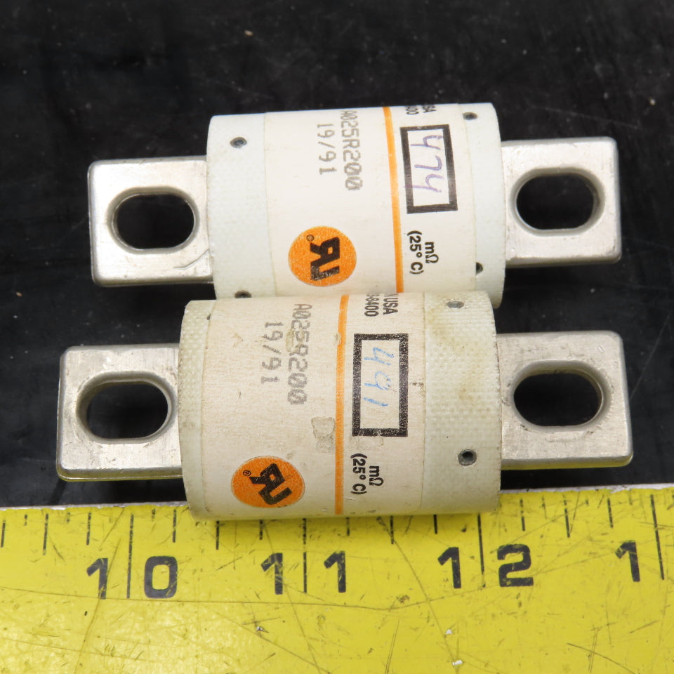 Ferraz A025R200 250V AC/DC 200A Fuse Lot Of 2