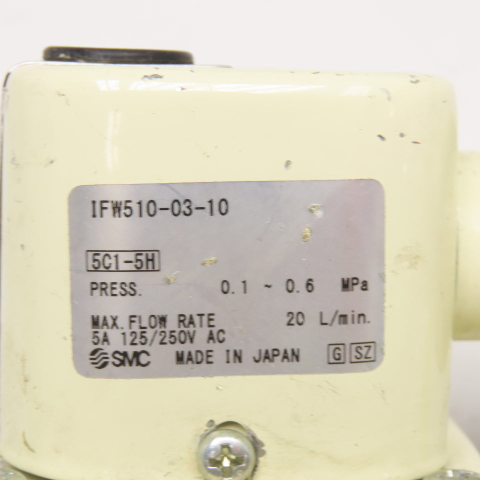 SMC 1FW510-03-10 3/8" Port 20L/min 120/250VAC Diaphragm Style Flow Switch
