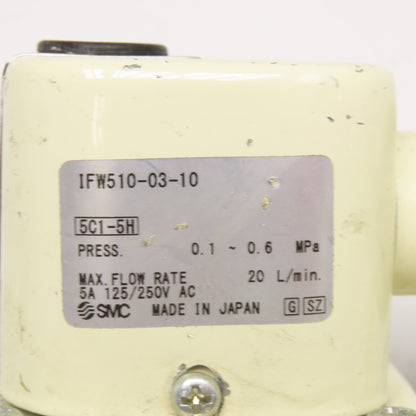 SMC 1FW510-03-10 3/8" Port 20L/min 120/250VAC Diaphragm Style Flow Switch