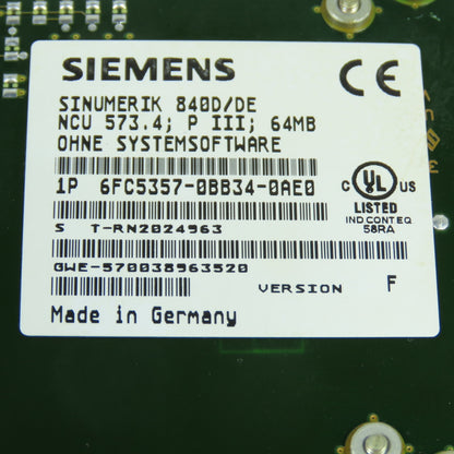 Siemens 6FC5357-0BB34-0AE0 Sinumerik 840D/DE NCU 573.4 Pentium IIIb 64MB