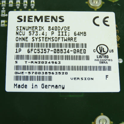 Siemens 6FC5357-0BB34-0AE0 Sinumerik 840D/DE NCU 573.4 Pentium IIIb 64MB